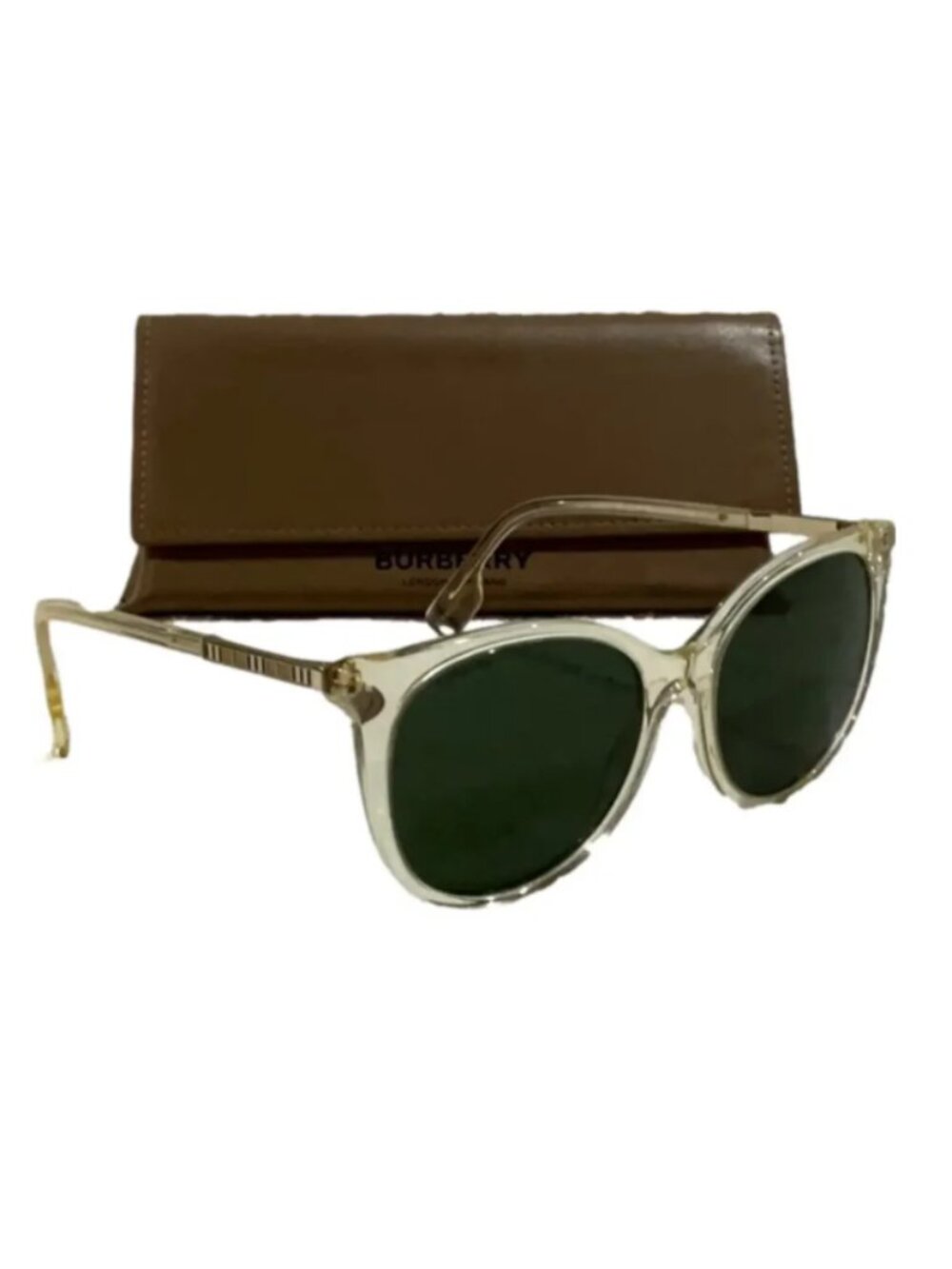 NEW BURBERRY Women's Sunglasses - Clear Frame with Green Lenses